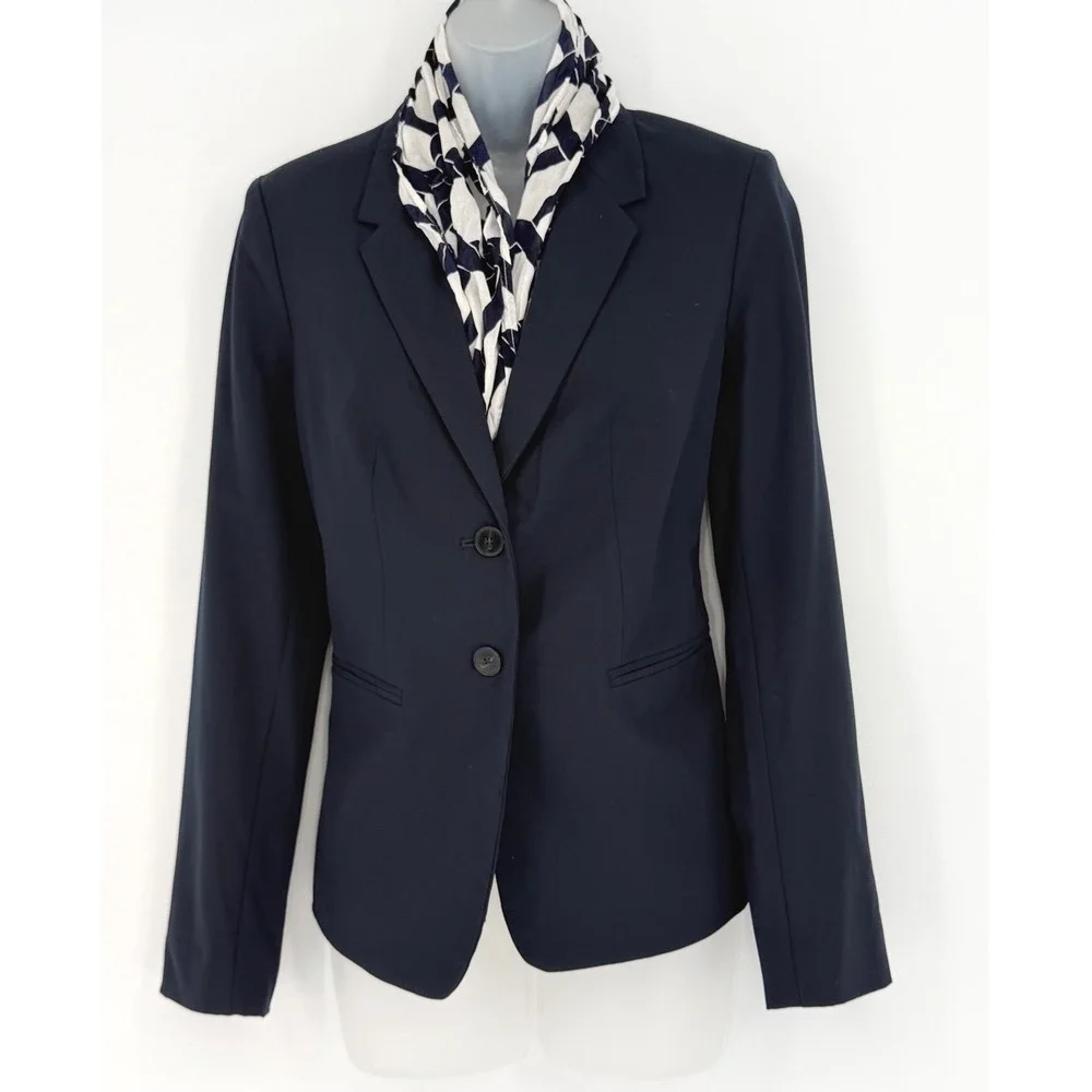 Navy Blue White Geometric Chain Link Cotton Scarf Lightweight Coastal Chic 92-20